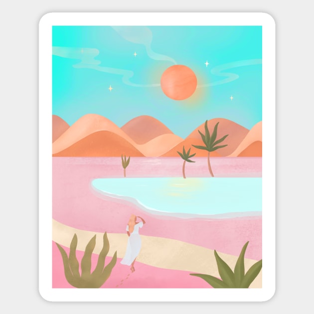 Desert Oasis Landscape Sticker by Petras